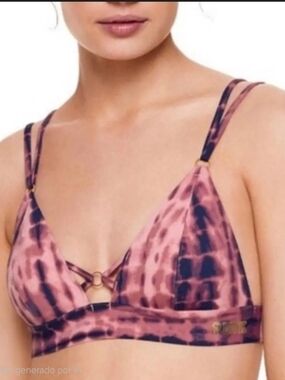 PINK Victoria's Secret Pink and Navy Tie-Dye Bralette Sexy And Comfort
